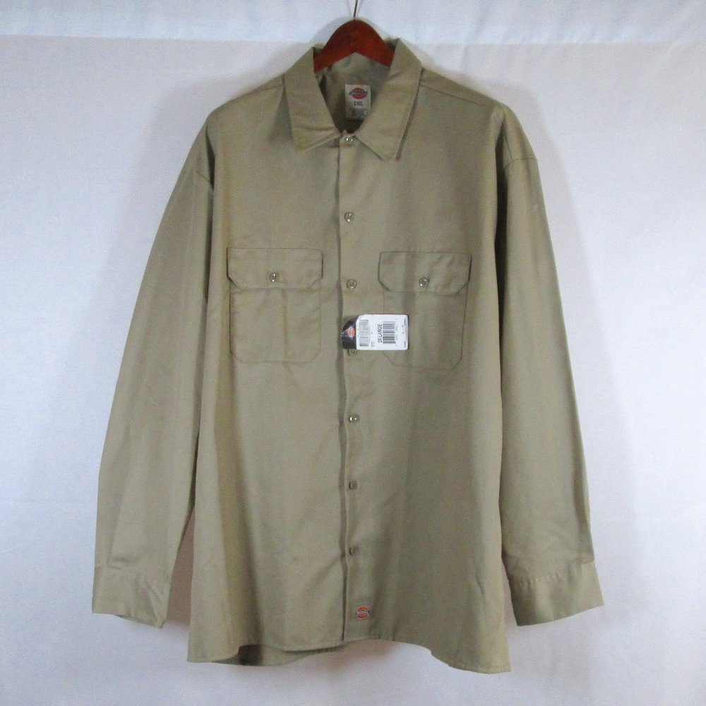 Dickies Mens Tan Long Sleeve Utility Shirt Size 2XL NWT Excellent Condit…